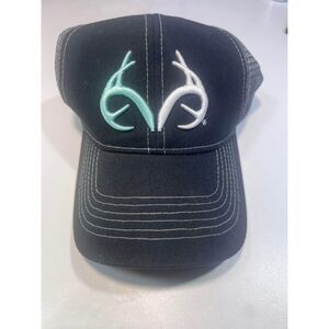Realtree Outfitters adjustable Trucker Hat~Grey Hat with Teal and white logo